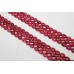 Womens String Strand 3 Line Necklace Red Ruby Cabochon Bead Gem Stones A394